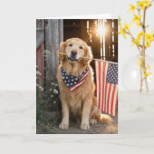 Gouden Retriever 4 juli Kaart (Gele Bloem)