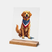 Gouden Retriever 4 juli Vintage Patriottisch T-shi Acryl Bord (Hoek)