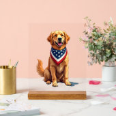 Gouden Retriever 4 juli Vintage Patriottisch T-shi Acryl Bord (Huwelijk)