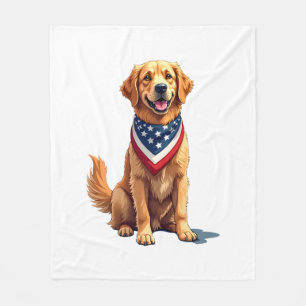 Gouden Retriever 4 juli Vintage Patriottisch T-shi Fleece Deken