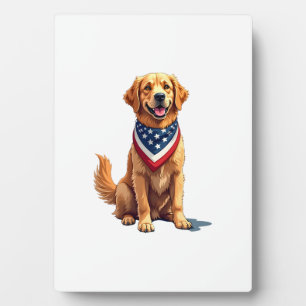 Gouden Retriever 4 juli vintage patriottische T-sh Fotoplaat
