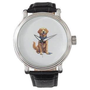 Gouden Retriever 4 juli Vintage Patriottische T-sh Horloge