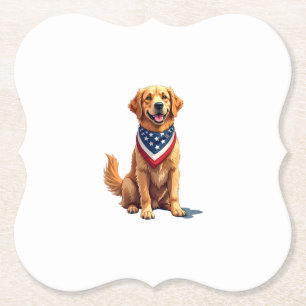 Gouden Retriever 4 juli Vintage Patriottische T-sh Kartonnen Onderzetters
