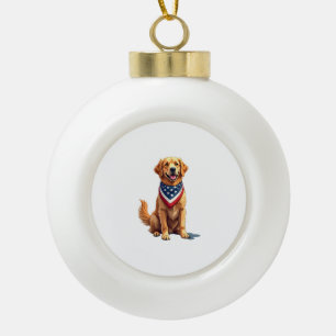 Gouden Retriever 4 juli Vintage Patriottische T-sh Keramische Bal Ornament