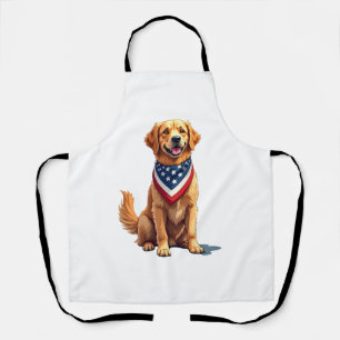 Gouden Retriever 4 juli Vintage Patriottische T-sh Schort