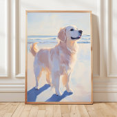 Gouden Retriever aan het Strand Kust Kunstprint Poster