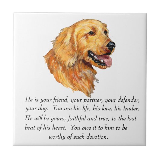 Gouden Retriever Aandenken Tegeltje (Voorkant)