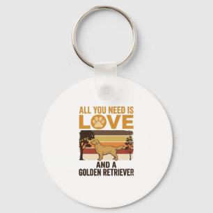 Gouden Retriever Alles wat je nodig hebt is Liefde Sleutelhanger
