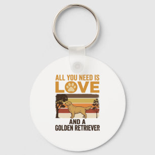 Gouden Retriever Alles wat je nodig hebt is Liefde Sleutelhanger