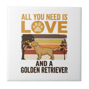 Gouden Retriever Alles wat je nodig hebt is Liefde Tegeltje