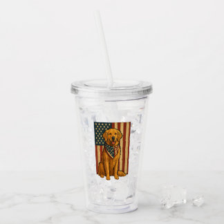 Gouden Retriever Amerikaanse Vlag Acryl Drinkbeker