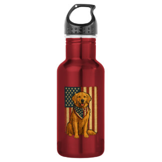 Gouden Retriever Amerikaanse Vlag Waterfles