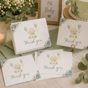 Gouden Retriever Baby Shower Salie Groen Neutraal Bedankkaart
