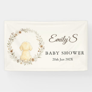Gouden Retriever Baby Shower Waterverf Wilde Bloem Spandoek