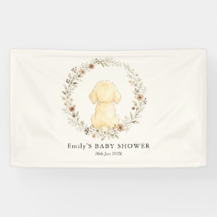 Gouden Retriever Baby Shower Wildflower Neutraal Spandoek