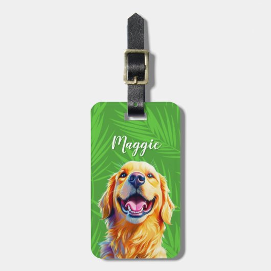 Gouden Retriever Bagage Label (Voorkant verticaal)