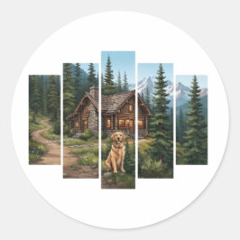 Gouden Retriever Berghut Ronde Sticker