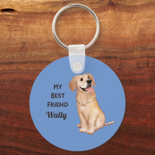 Gouden Retriever Beste Vriend Aangepaste Naam Adre Sleutelhanger (Voorkant)