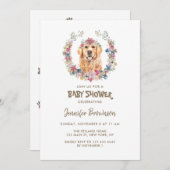 Gouden Retriever Bloemenkrans Hond Baby Shower Kaart (Voorkant / Achterkant)