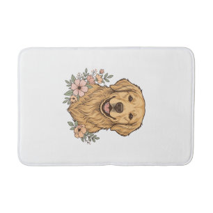 Gouden Retriever Bloemige Vintage Graveerstijl Ont Badmat
