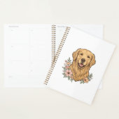 Gouden Retriever Bloemige Vintage Gravure Ontwerp_ Planner (Display)