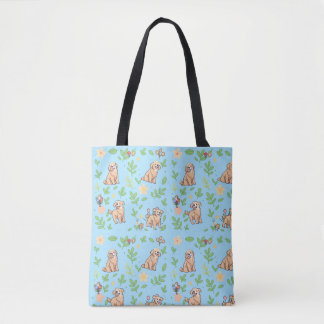 Gouden Retriever Boodschappentas Cute Pastel Lente Tote Bag