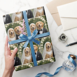 Gouden Retriever Bruid en Bruidegom Portret Cadeaupapier