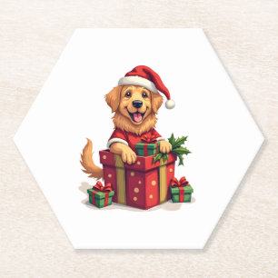 Gouden Retriever Cadeaupapier Kartonnen Onderzetters