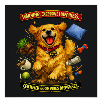 Gouden Retriever Chaos Modus Geactiveerd Perfect Poster