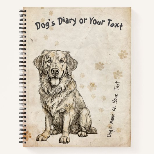 Gouden Retriever Dagboek Notitieboek (Voorkant)