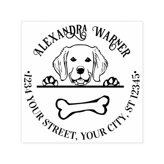 Gouden Retriever die naar Bot Namen Adres kijkt Zelfinktende Stempel (Design)
