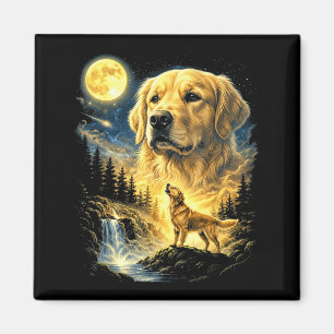 Gouden retriever die naar de maan huilt meme grapp magneet
