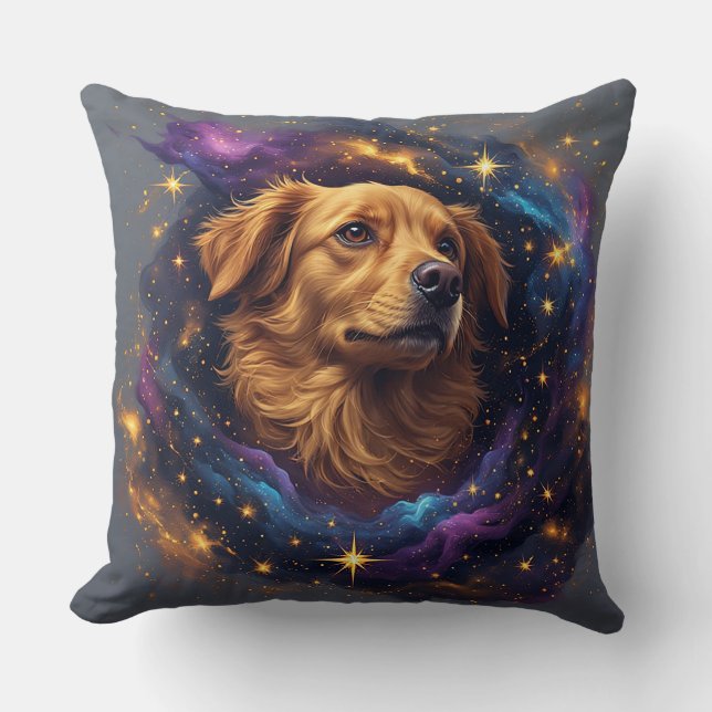 Gouden Retriever door Whimsical Cosmos Kussen (Voorkant)