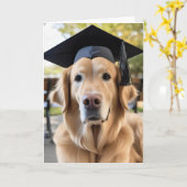 Gouden Retriever Dragen Graduation Cap Kaart (Gele Bloem)