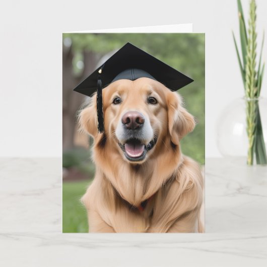 Gouden Retriever Dragen Graduation Cap Kaart (Voorkant)