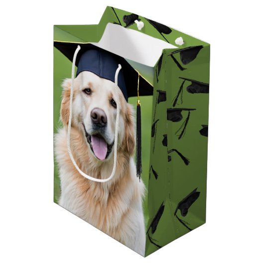 Gouden Retriever Dragen Graduation Cap Medium Cadeauzakje (Voorkant Gekanteld)
