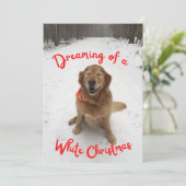 Gouden Retriever dromen van witte kerst Feestdagenkaart (Staand voorkant)