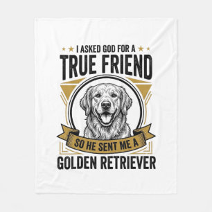 Gouden Retriever Echte Vriend Vintage Hond Liefheb Fleece Deken