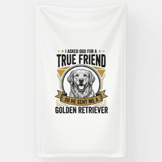 Gouden Retriever Echte Vriend Vintage Hond Liefheb Spandoek
