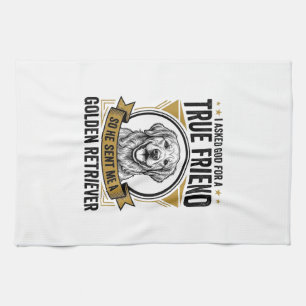Gouden Retriever Echte Vriend Vintage Hond Liefheb Theedoek