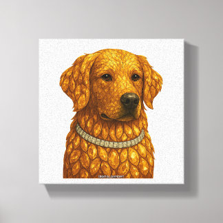 Gouden Retriever Edelsteen Portret Canvas Afdruk