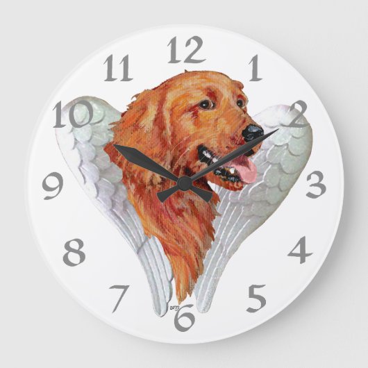 Gouden Retriever Engel Grote Klok (Voorkant)