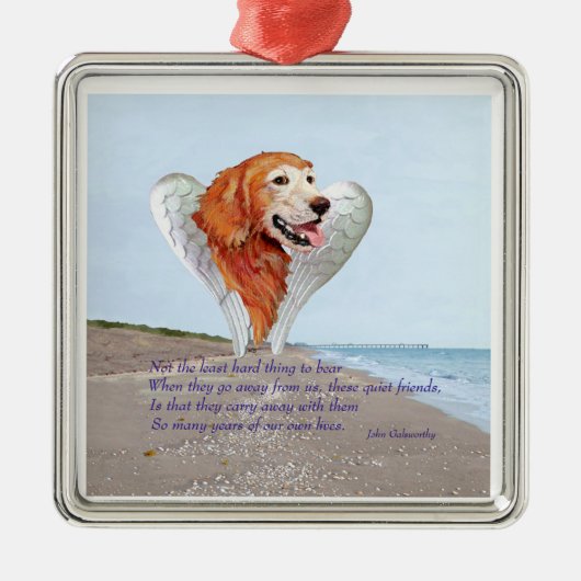 Gouden Retriever Engel Metalen Ornament (Voorkant)