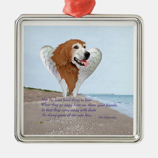 Gouden Retriever Engel Metalen Ornament (Voorkant)