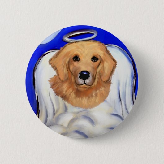 Gouden Retriever Engel Ronde Button 5,7 Cm (Voorkant)