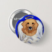 Gouden Retriever Engel Ronde Button 5,7 Cm (Voorkant /achterkant)