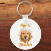 Gouden Retriever Foto Leven Is Goud Sleutelhanger (Voorkant)