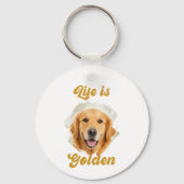 Gouden Retriever Foto Leven Is Goud Sleutelhanger (Achterkant)