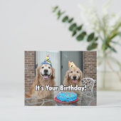 Gouden Retriever Gelukkige Verjaardagstaart Briefkaart (Staand voorkant)