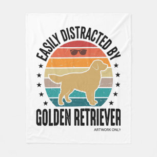 Gouden Retriever gemakkelijk afgeleid Vintage hond Fleece Deken